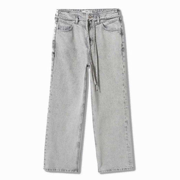 Mango Denim - Mango Light Grey Bow Cotton Jeans/Culottes - Size 34